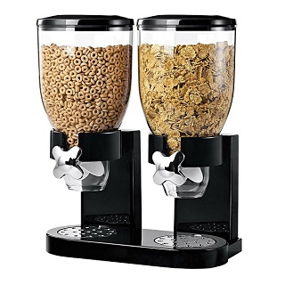 DOUBLE CEREAL DISPENSER DRY FOOD PASTA FLOUR RICE STORAGE CONTAINER MA
